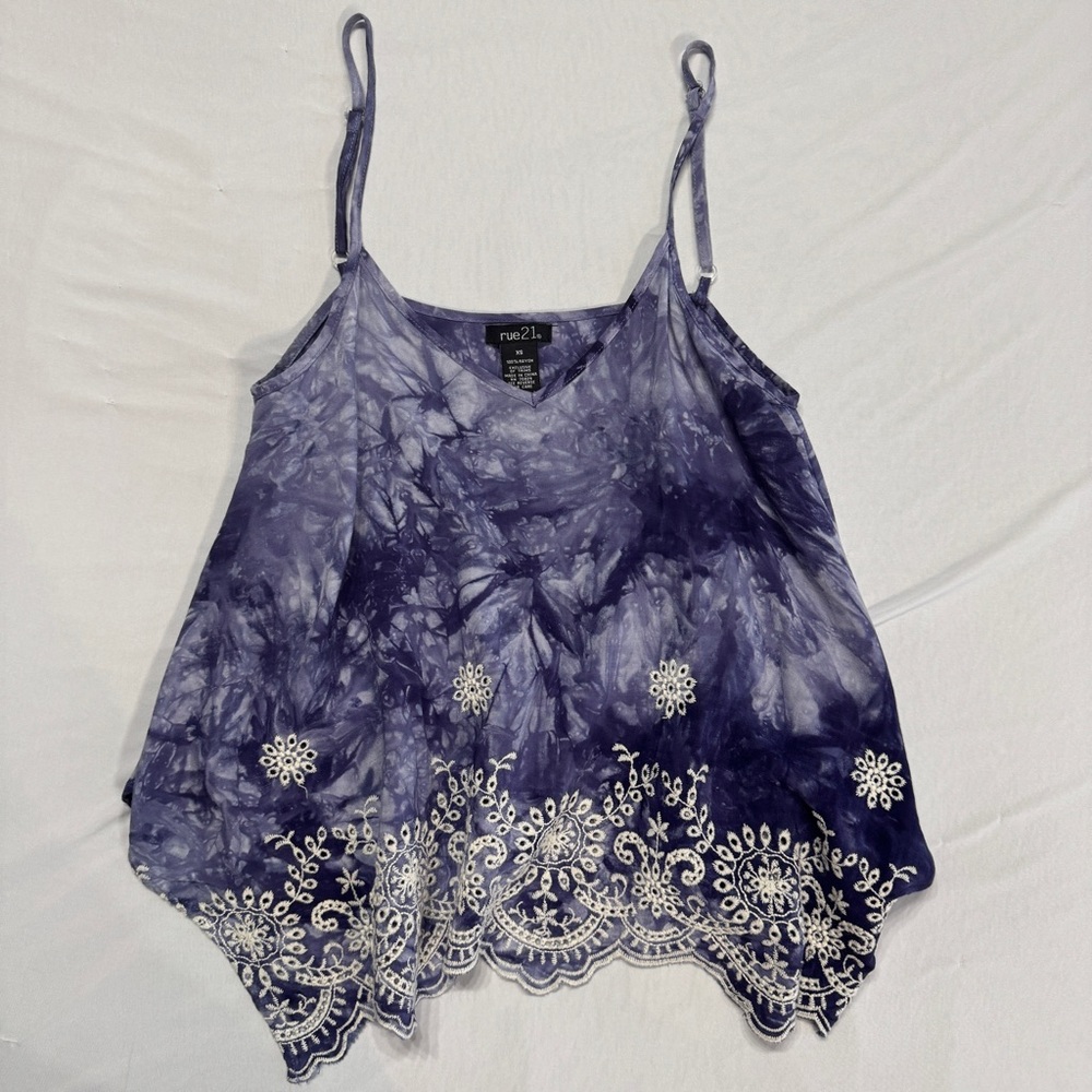 Rue21 Tie-dye Handkerchief Tank Top Blue & white Size XS